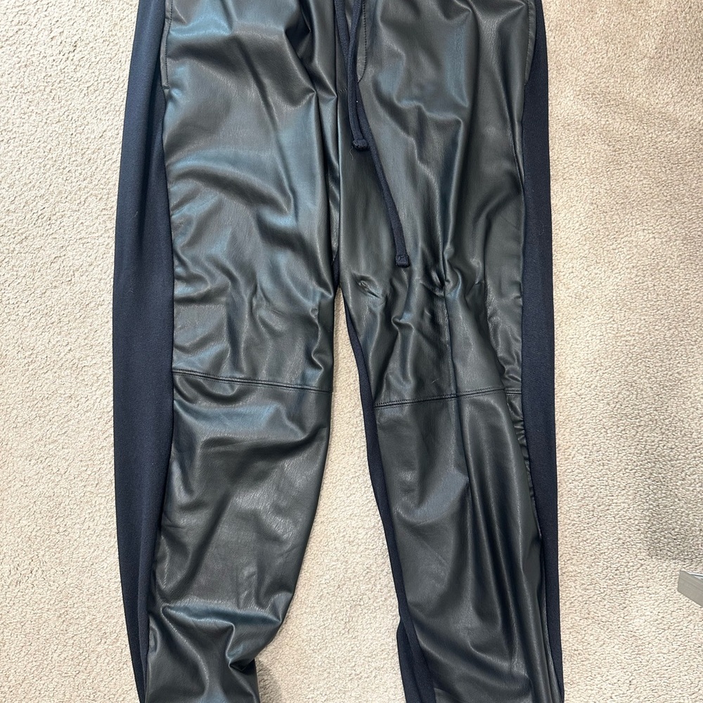 Joe Fresh Black Faux Leather Joggers